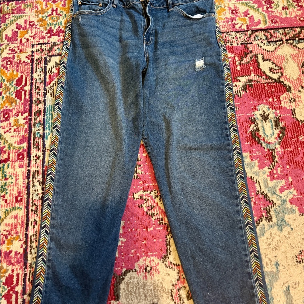 Knox Rose Blue Denim with Multicolor Trim